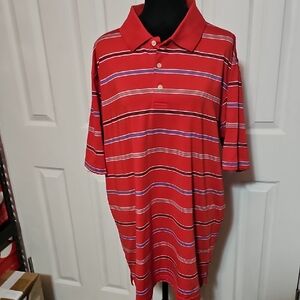 Bolle Golf Red Striped Polo Shirt In Mens Size XL